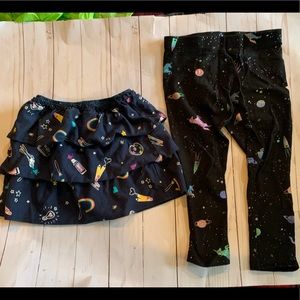 Galaxy and unicorn leggings & skirt size 4/5